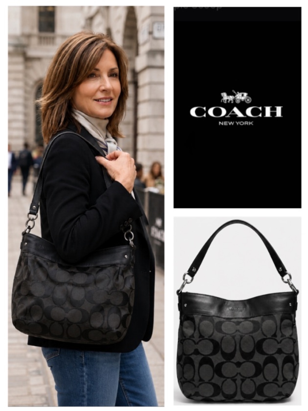 Coach Signature Zoe Vintage Hobo Signature Shoulder Bag
